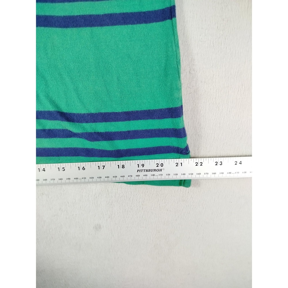 Vintage Lands End Rugby Polo Shirt Youth Medium‎ 10-12 Green Stripe Collared - Picture 8 of 8
